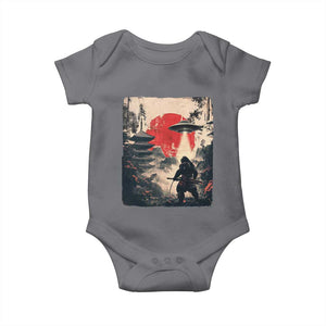 Samurai Bigfoot Baby Onesie Funny Japanese Retro Vintage Sasquatch Graphic Ukiyo-e Art TS10 Charcoal Print Your Wear