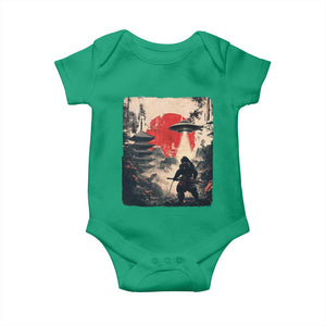 Samurai Bigfoot Baby Onesie Funny Japanese Retro Vintage Sasquatch Graphic Ukiyo-e Art TS10 Irish Green Print Your Wear