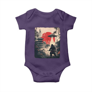 Samurai Bigfoot Baby Onesie Funny Japanese Retro Vintage Sasquatch Graphic Ukiyo-e Art TS10 Purple Print Your Wear