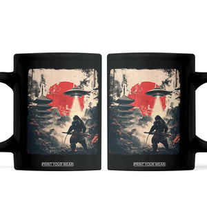 Samurai Bigfoot Coffee Mug Funny Japanese Retro Vintage Sasquatch Graphic Ukiyo-e Art TS10 Black Print Your Wear