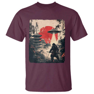 Samurai Bigfoot T Shirt Funny Japanese Retro Vintage Sasquatch Graphic Ukiyo-e Art TS10 Maroon Print Your Wear