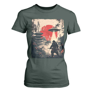Samurai Bigfoot T Shirt For Women Funny Japanese Retro Vintage Sasquatch Graphic Ukiyo-e Art TS10 Dark Forest Green Print Your Wear