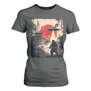 Samurai Bigfoot T Shirt For Women Funny Japanese Retro Vintage Sasquatch Graphic Ukiyo-e Art TS10 Dark Heather Print Your Wear