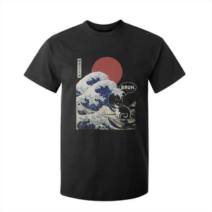 Japanese Kawaii Anime Cat T Shirt For Kid Funny Surfing Cat Bruh Retro The Great Wave Kanagawa TS10 Black Print Your Wear