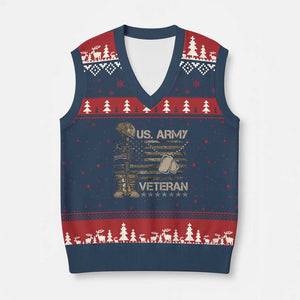 US Army Veteran Flag V-Neck Knit Sweater Vest TS10 Navy Red Print Your Wear