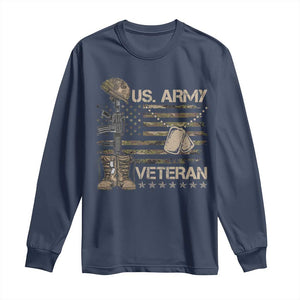 US Army Veteran Flag Long Sleeve Shirt TS10 Navy Print Your Wear