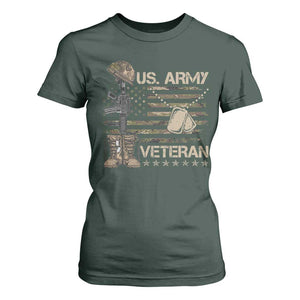 US Army Veteran Flag T Shirt For Women TS10 Dark Forest Green Print Your Wear