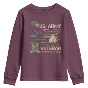 US Army Veteran Flag Youth Sweatshirt TS10 Maroon Print Your Wear