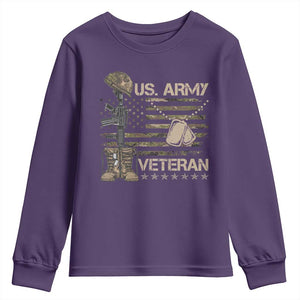 US Army Veteran Flag Youth Sweatshirt TS10 Purple Print Your Wear