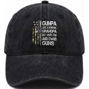 Gunpa Washed Cotton Baseball Cap Guns Grandpa More Fun Camo American Flag USA Camouflage TS10 Print Your Wear