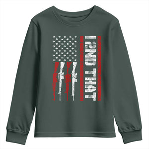 Vintage USA Flag 2nd Amendment Youth Sweatshirt Pro Gun Lovers TS10 Dark Forest Green Print Your Wear
