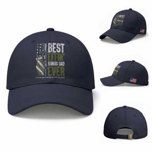 Best Effin’ Bonus Dad Ever Baseball Cap Step Dad Gun American Flag TS10 Baseball Cap Universal Fit Navy Print Your Wear