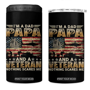 Funny Veteran Dad 4 in 1 Can Cooler Tumbler Funny Military Veteran USA Flag TS10 One Size: 16 oz Black Print Your Wear