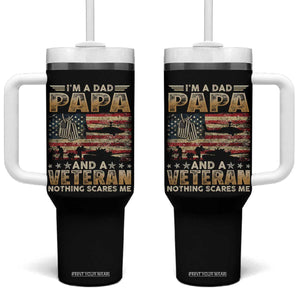 Funny Veteran Dad Tumbler With Handle Funny Military Veteran USA Flag TS10 One Size: 40 oz Black Print Your Wear