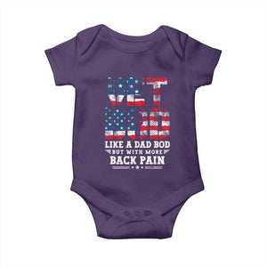 Vet Bod Baby Onesie Funny Military Veteran Dad Bod American Flag TS10 Purple Print Your Wear