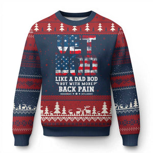 Vet Bod Ugly Christmas Sweater Funny Military Veteran Dad Bod American Flag TS10 Navy Red Print Your Wear