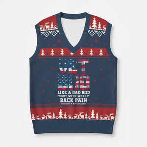 Vet Bod V-Neck Knit Sweater Vest Funny Military Veteran Dad Bod American Flag TS10 Navy Red Print Your Wear