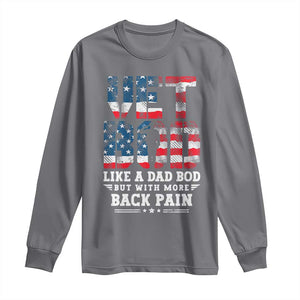 Vet Bod Long Sleeve Shirt Funny Military Veteran Dad Bod American Flag TS10 Charcoal Print Your Wear