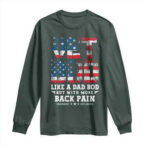Vet Bod Long Sleeve Shirt Funny Military Veteran Dad Bod American Flag TS10 Dark Forest Green Print Your Wear