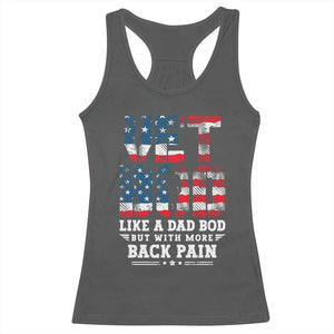 Vet Bod Racerback Tank Top Funny Military Veteran Dad Bod American Flag TS10 Dark Heather Print Your Wear