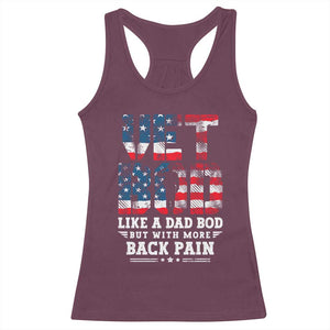 Vet Bod Racerback Tank Top Funny Military Veteran Dad Bod American Flag TS10 Maroon Print Your Wear