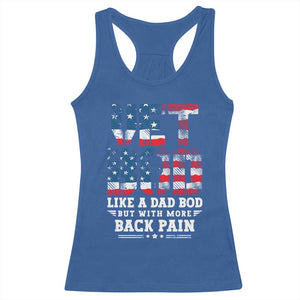 Vet Bod Racerback Tank Top Funny Military Veteran Dad Bod American Flag TS10 Royal Blue Print Your Wear