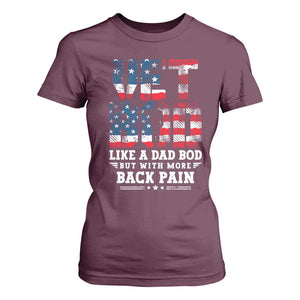 Vet Bod T Shirt For Women Funny Military Veteran Dad Bod American Flag TS10 Maroon Print Your Wear