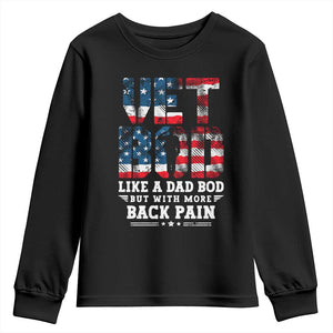 Vet Bod Youth Sweatshirt Funny Military Veteran Dad Bod American Flag TS10 Black Print Your Wear