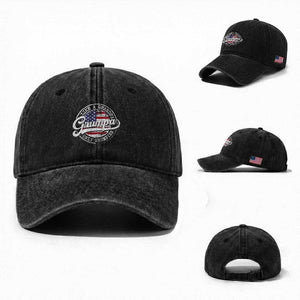 Grumpa Like Regular Grandpa Only Grumpier Washed Cotton Baseball Cap Funny Grandfather Grandpa American Flag TS10 Washed Cap Universal Fit Black Print Your Wear