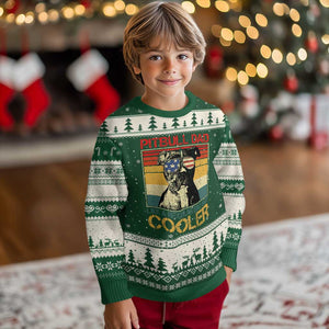Vintage Pitbull Dad Ugly Christmas Sweater Like A Regular Dad But Cooler TS10 Forest Green Beige Print Your Wear
