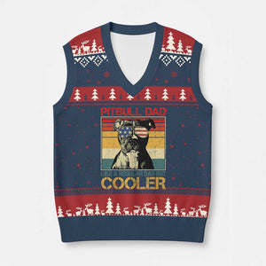 Vintage Pitbull Dad V-Neck Knit Sweater Vest Like A Regular Dad But Cooler TS10 Navy Red Print Your Wear