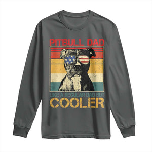 Vintage Pitbull Dad Long Sleeve Shirt Like A Regular Dad But Cooler TS10 Dark Heather Print Your Wear