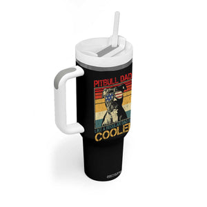 Vintage Pitbull Dad Tumbler With Handle Like A Regular Dad But Cooler TS10 Print Your Wear