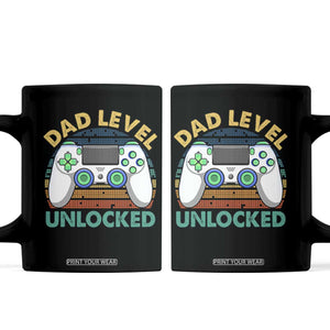 Funny New Dad Coffee Mug Retro Dad Level Unlocked Gaming Gamer TS10 Black Print Your Wear
