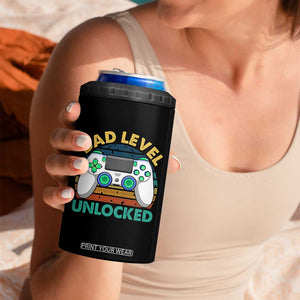 Funny New Dad 4 in 1 Can Cooler Tumbler Retro Dad Level Unlocked Gaming Gamer TS10 Print Your Wear