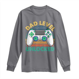 Funny New Dad Long Sleeve Shirt Retro Dad Level Unlocked Gaming Gamer TS10 Charcoal Print Your Wear