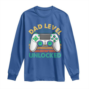 Funny New Dad Long Sleeve Shirt Retro Dad Level Unlocked Gaming Gamer TS10 Royal Blue Print Your Wear