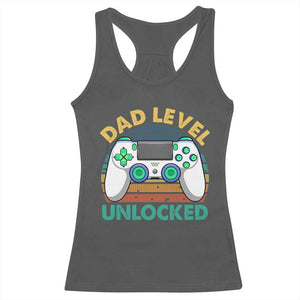 Funny New Dad Racerback Tank Top Retro Dad Level Unlocked Gaming Gamer TS10 Dark Heather Print Your Wear