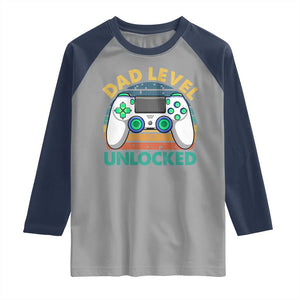 Funny New Dad Raglan Shirt Retro Dad Level Unlocked Gaming Gamer TS10 Sport Gray Navy Print Your Wear