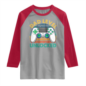 Funny New Dad Raglan Shirt Retro Dad Level Unlocked Gaming Gamer TS10 Sport Gray Red Print Your Wear