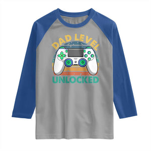 Funny New Dad Raglan Shirt Retro Dad Level Unlocked Gaming Gamer TS10 Sport Gray Royal Print Your Wear