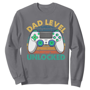 Funny New Dad Sweatshirt Retro Dad Level Unlocked Gaming Gamer TS10 Charcoal Print Your Wear