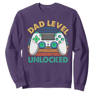 Funny New Dad Sweatshirt Retro Dad Level Unlocked Gaming Gamer TS10 Purple Print Your Wear