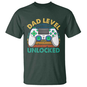 Funny New Dad T Shirt Retro Dad Level Unlocked Gaming Gamer TS10 Dark Forest Green Print Your Wear
