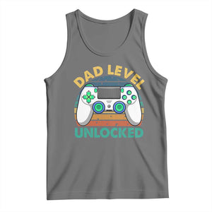 Funny New Dad Tank Top Retro Dad Level Unlocked Gaming Gamer TS10 Black Heather Print Your Wear
