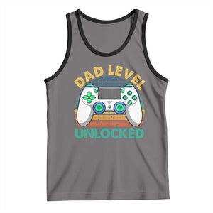 Funny New Dad Tank Top Retro Dad Level Unlocked Gaming Gamer TS10 Deep Heather Black Print Your Wear