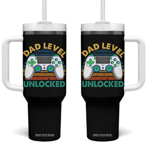 Funny New Dad Tumbler With Handle Retro Dad Level Unlocked Gaming Gamer TS10 One Size: 40 oz Black Print Your Wear