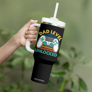 Funny New Dad Tumbler With Handle Retro Dad Level Unlocked Gaming Gamer TS10 Print Your Wear