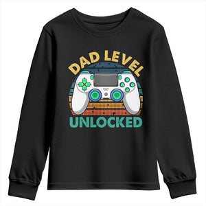 Funny New Dad Youth Sweatshirt Retro Dad Level Unlocked Gaming Gamer TS10 Black Print Your Wear