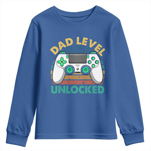 Funny New Dad Youth Sweatshirt Retro Dad Level Unlocked Gaming Gamer TS10 Royal Blue Print Your Wear